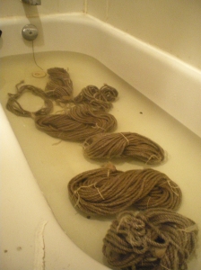 While some of the rope was cooking, the rest of it was soaking in the tub.  
